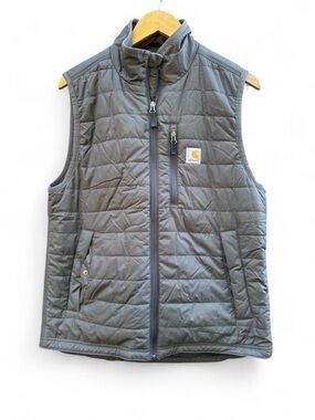 Carhartt Rain Defender Puffer Vest Grey Nylon Quilted Workwear Streetwear Size M